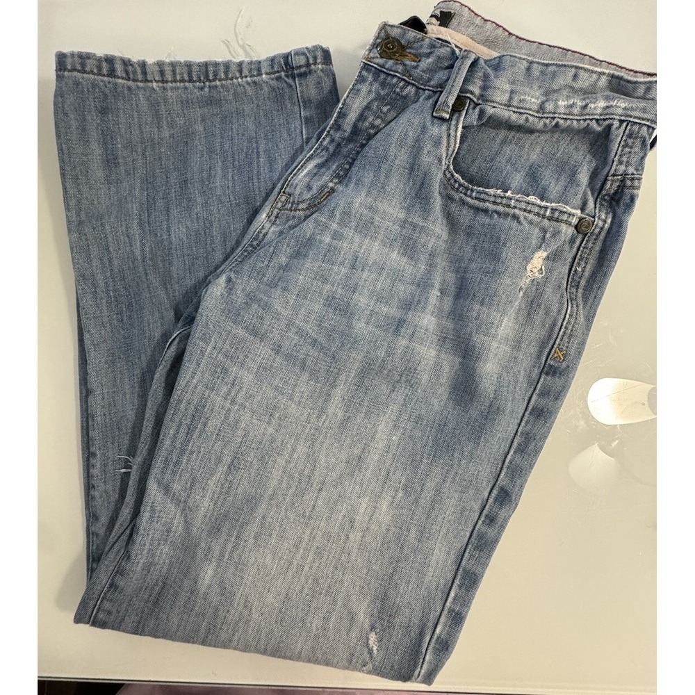 Abercrombie Fitch Jeans Anchor Blue Mens 30X34 Blue Distressed Straight *flaw
